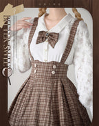Vintage Lolita Skirt Fishbone Tartan Super High Waist SK - image 11