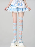 Ribbon-Tie Striped Thigh-High Lolita Socks - image 9
