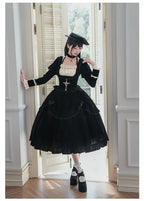 Apocalypse - Gothic Lolita Velvet OP Dress Set, Fishbone Waist - image 23