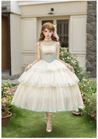 Sea Salt Soda - Classic Lolita Adjustable Corset JSK Dress, Tiered Tulle Hem - image 5