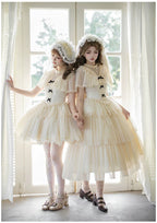 White Mist Promise - Classic Lolita Corset OP Set, Edwardian Collar & Tiered Hem - image 17