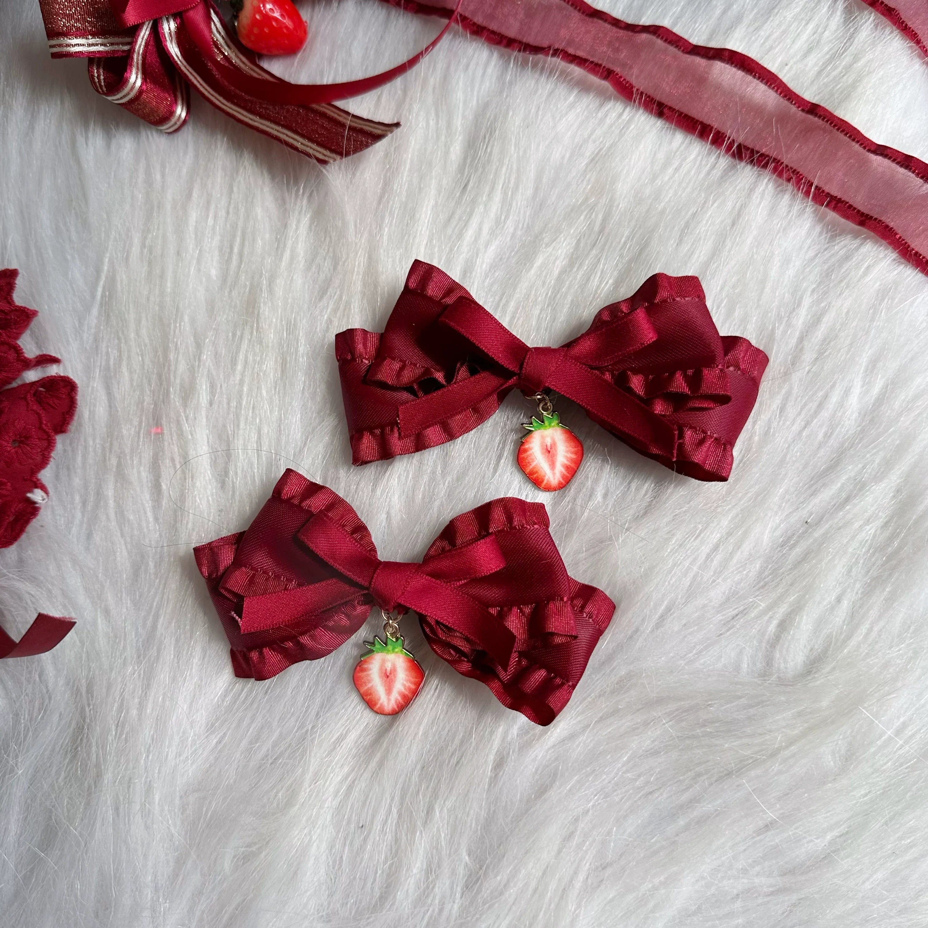 Red Sweet Lolita Headdresses and Strawberry Accessories - image 9