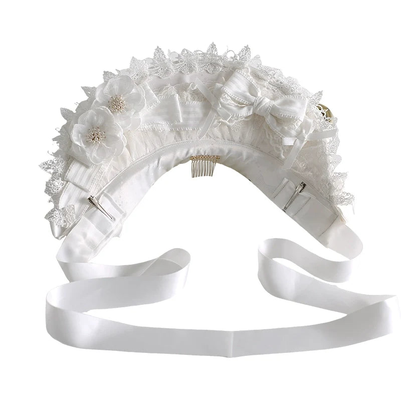 Xiaogui Classic Lolita Pure White Hairband, BNT, Top Hat and Flower Clips - image 10