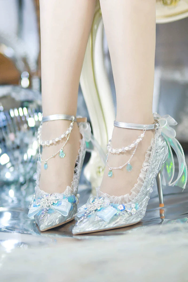 Mermaid Seashell - Sweet Lolita Heels with Detachable Chains - image 5
