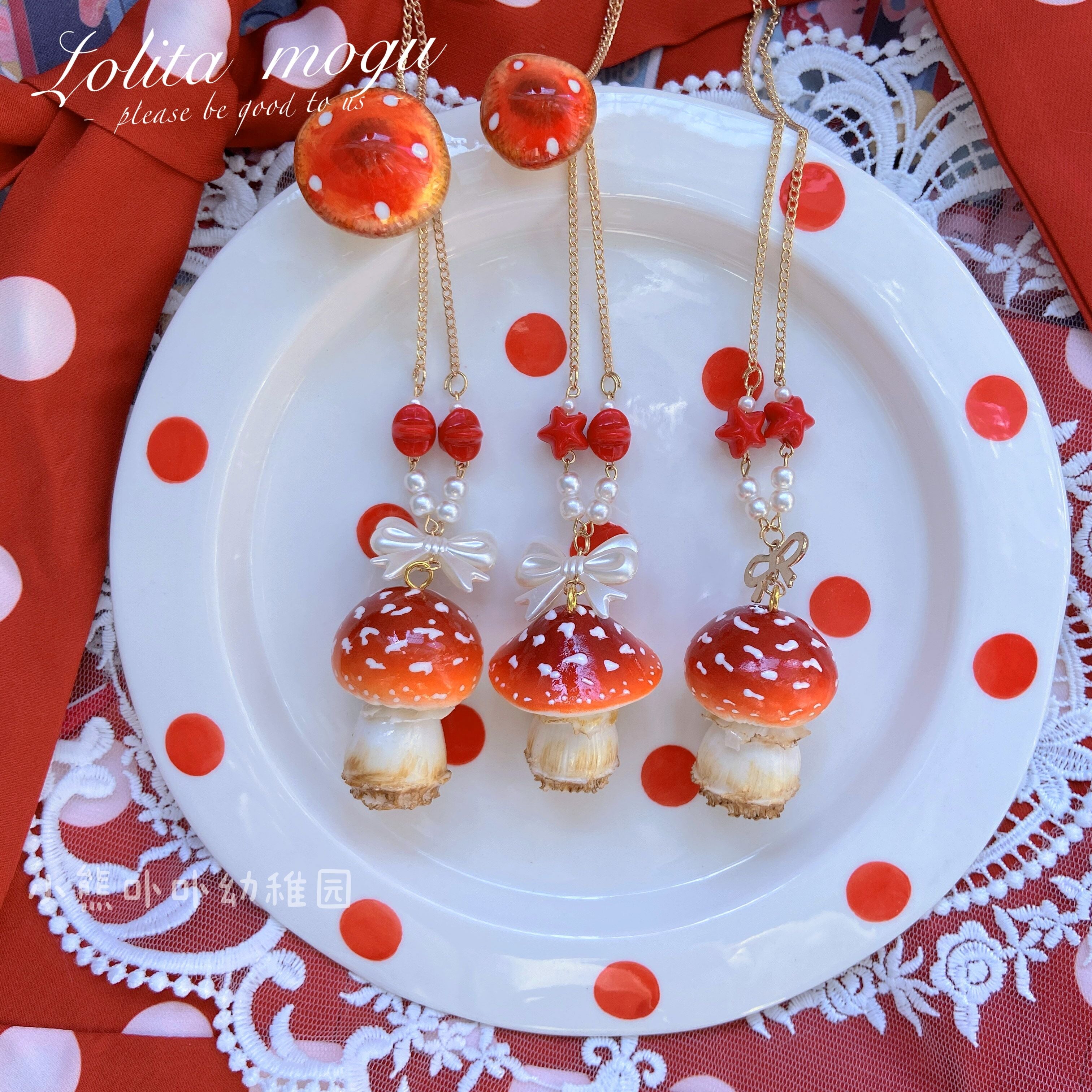 Handcraft Kawaii Lolita Mushroom Necklace - image 2
