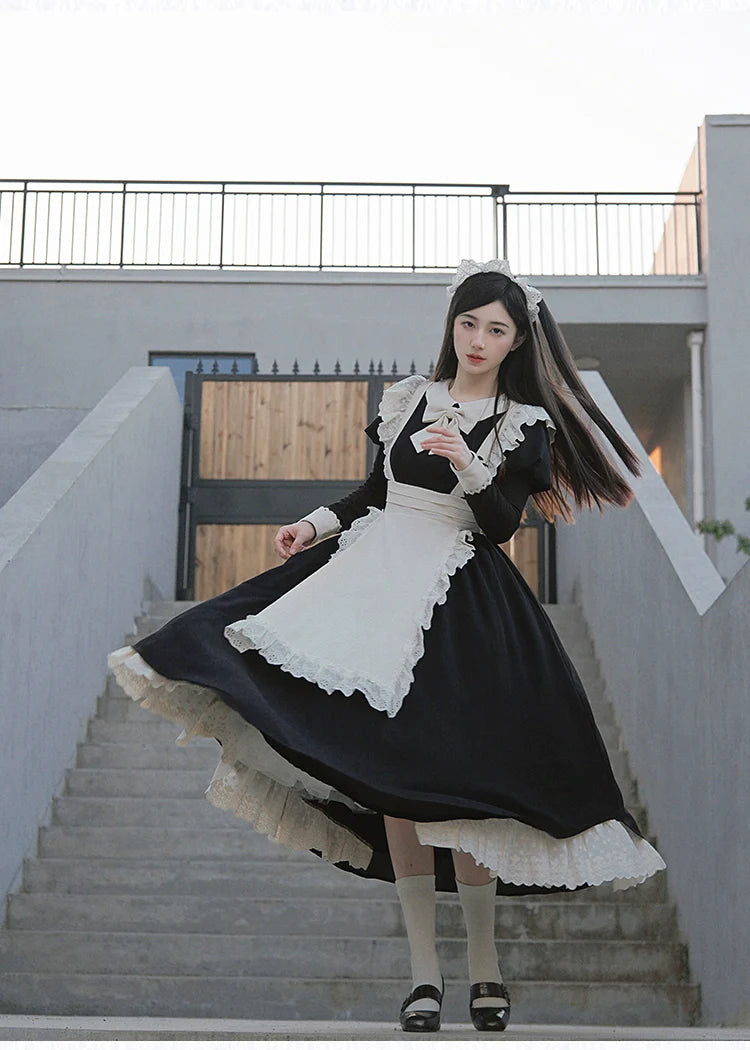 Kiss Kiss - Vintage Maid Lolita OP Dress and Apron - image 6
