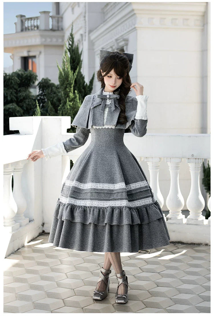 Reminisce - Pile Classic Lolita Dress, Detachable Cape and Accessories - image 12
