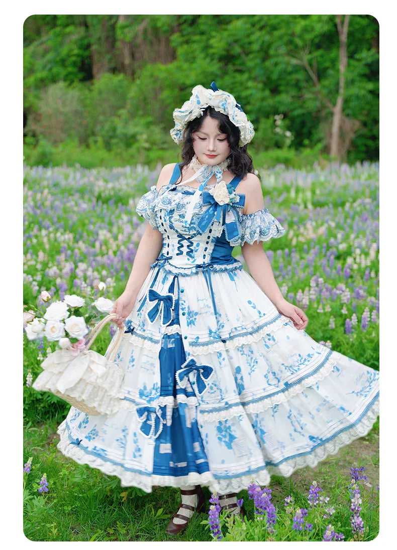 Mulberry Poetry Collection - Plus Size Lolita Printed Top & Skirt Set with Embroidery - image 8