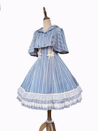 Elegant Lolita Stripe High-waist Jumper Dress Set and Cape - image 29