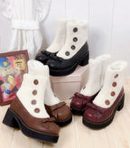 Winter Lolita Boots Fur Mary Jane Lolita Low Heel Shoes - image 1