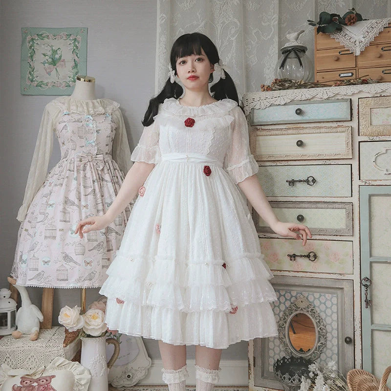 Spring Breeze - Plus Size Spring Lolita JSK Dress with Rose Decoration - image 5
