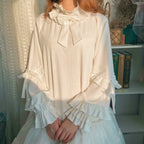 First Snow - Sweet Lolita Sweater Winter Puff Sleeve Knitting Innerwear - image 1