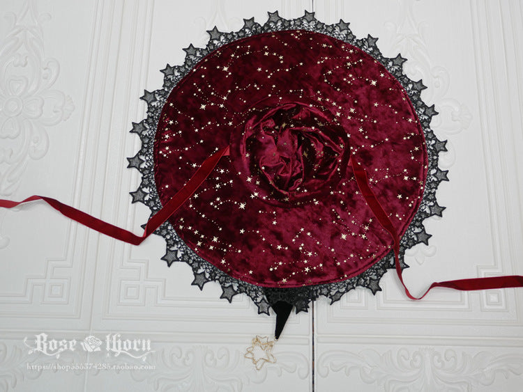Polar Night Sky - Halloween Gorgeous Gilding Lolita Witch Hat - image 18