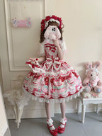 Cherry Bake Song - Kawaii Lolita JSK Dress With Dessert Print & Cherry Bow - image 11