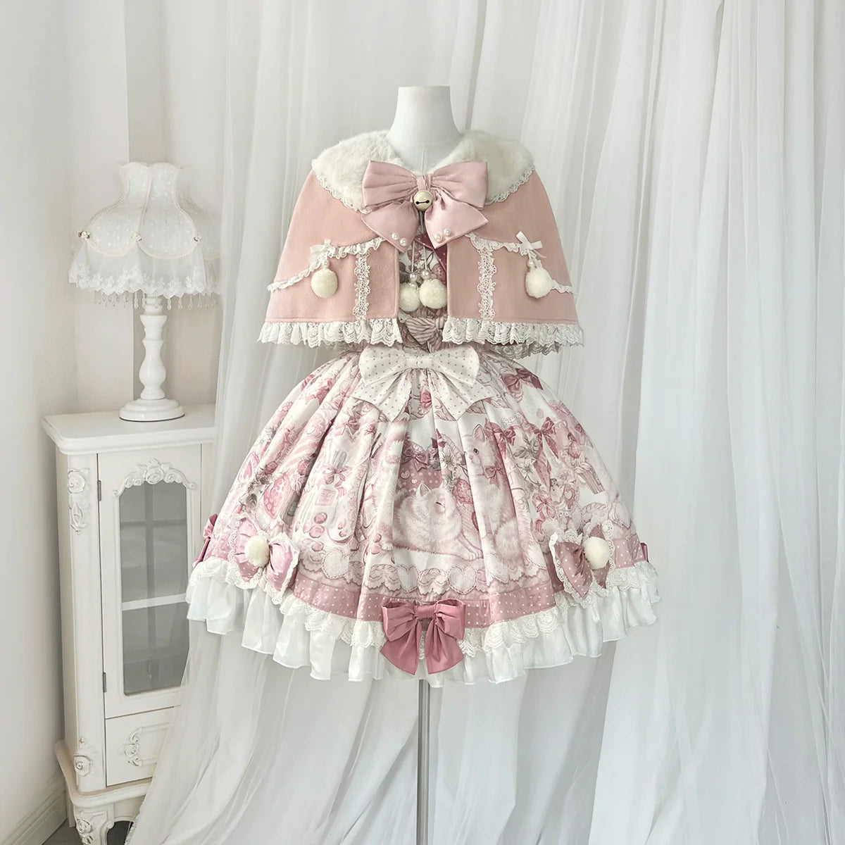 Dessert Catlets - Sweet Lolita JSK, Strawberry And Cat Prints - image 1