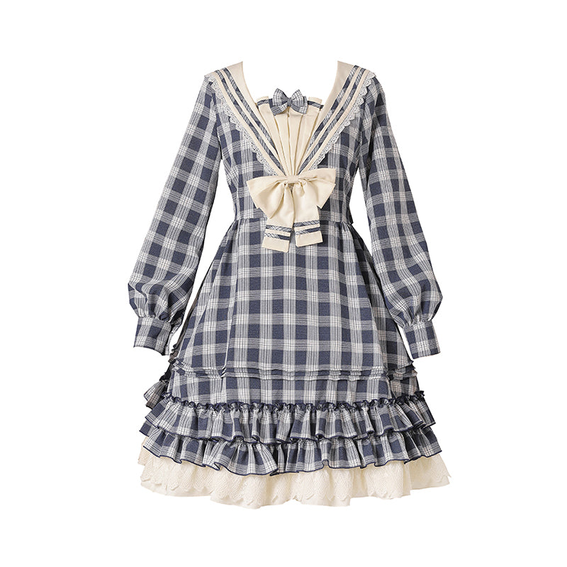Tartan Sailor Lolita OP Dress - image 6