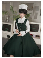 Abyss Clinic - Gothic Lolita Green Dress Set, Embroidery Accent - image 35