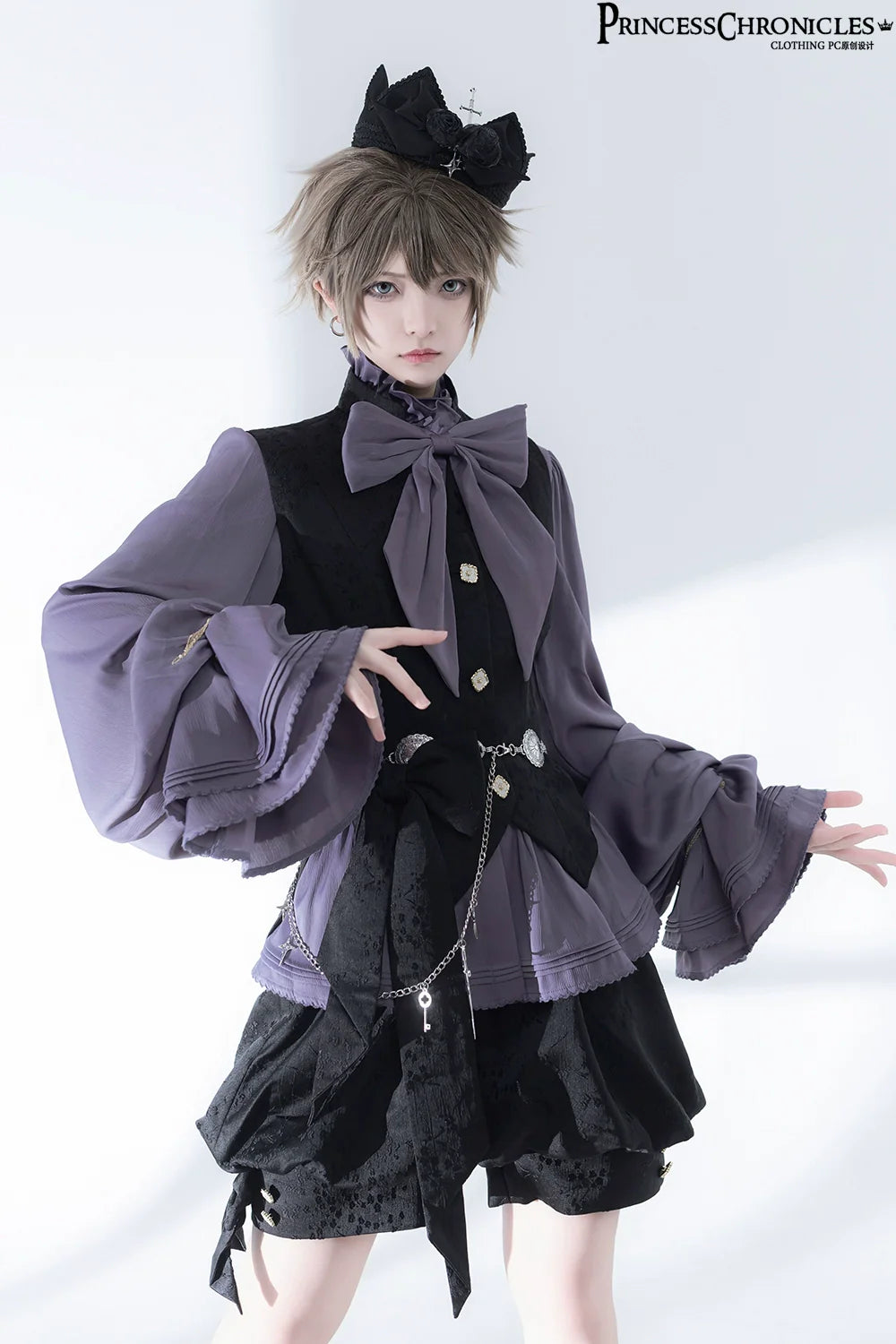 Hunting Rabbit 2.0 - Ouji Lolita Retro Cool Purple Shirt & Shorts Set - image 1