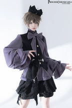 Hunting Rabbit 2.0 - Ouji Lolita Retro Cool Purple Shirt & Shorts Set - image 1