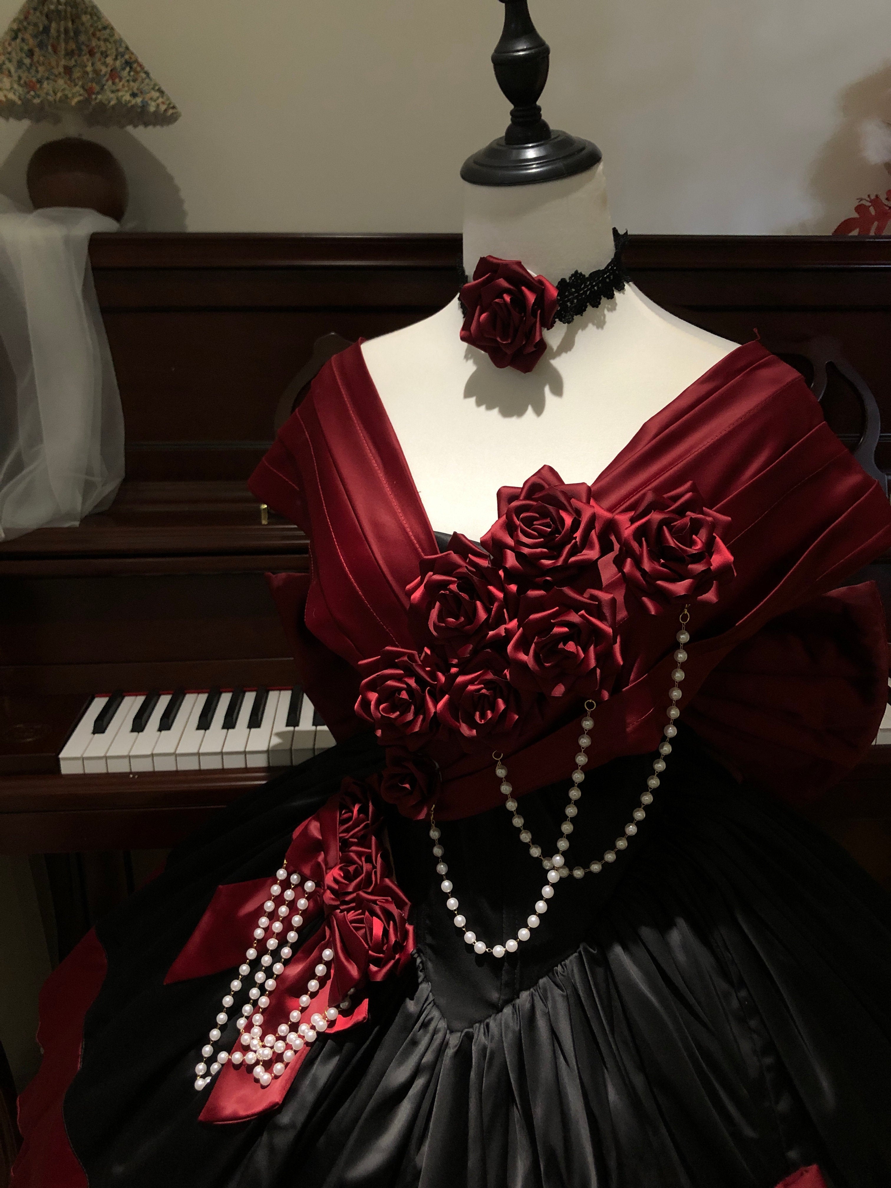 Treasure Chest Rose Lolita Red Dress - image 7
