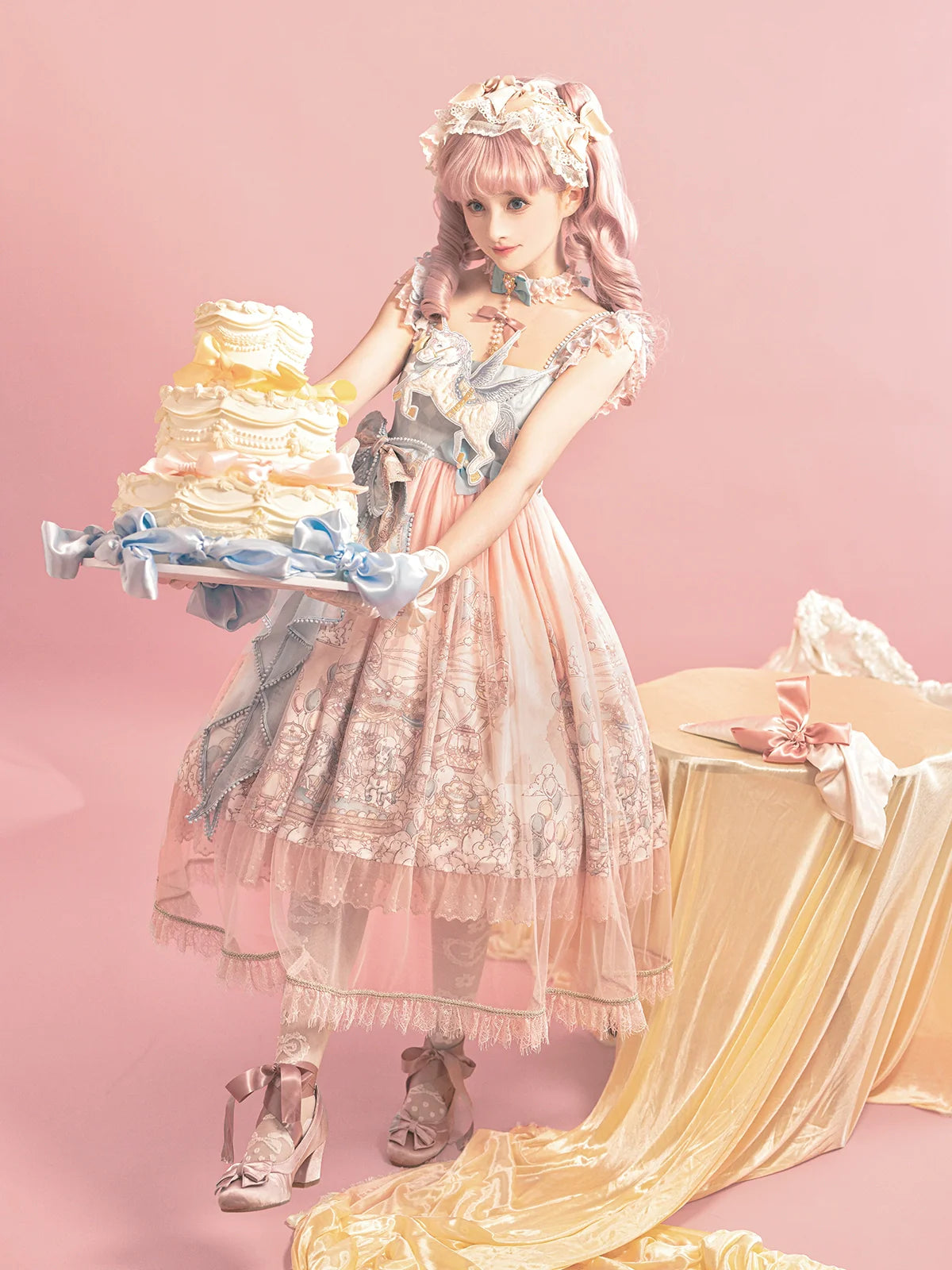 Designer Gift - CloudPlay - Sweet Lolita JSK Dress, Carousel Print - image 3