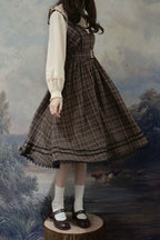 Grena's Poems - Plaid Elegant Lolita JSK Dress, V-Neck - image 5