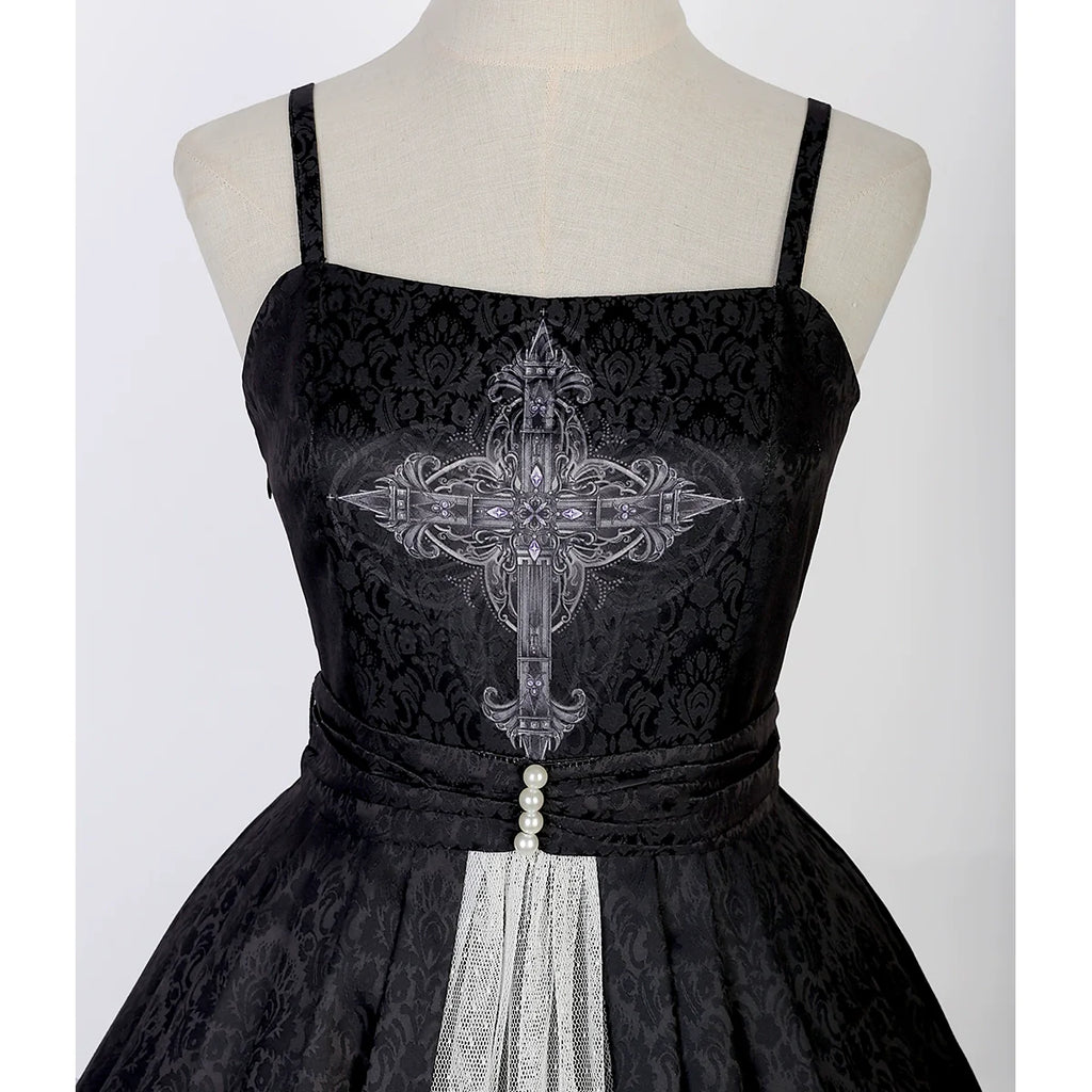 Silent Church - Gothic Lolita JSK Dress Printed Dress Thin Shawl Set - image 32