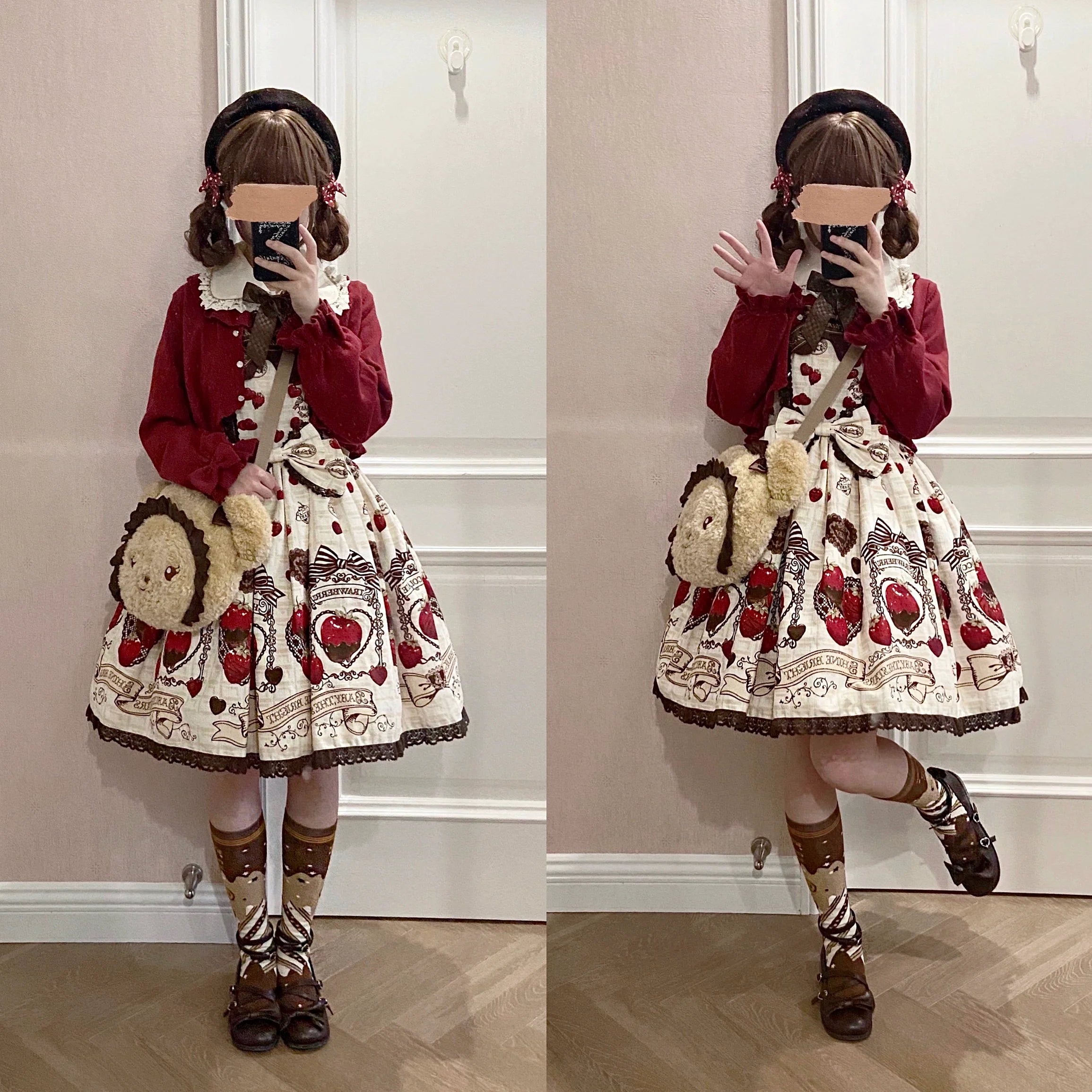 Kawaii Lolita Chocolate Color Cotton Socks - image 31