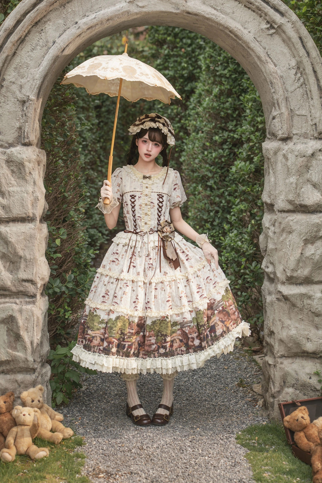 Squirrel Fairytale Cottage - Classic Lolita Long OP Dress and Accessories - image 3