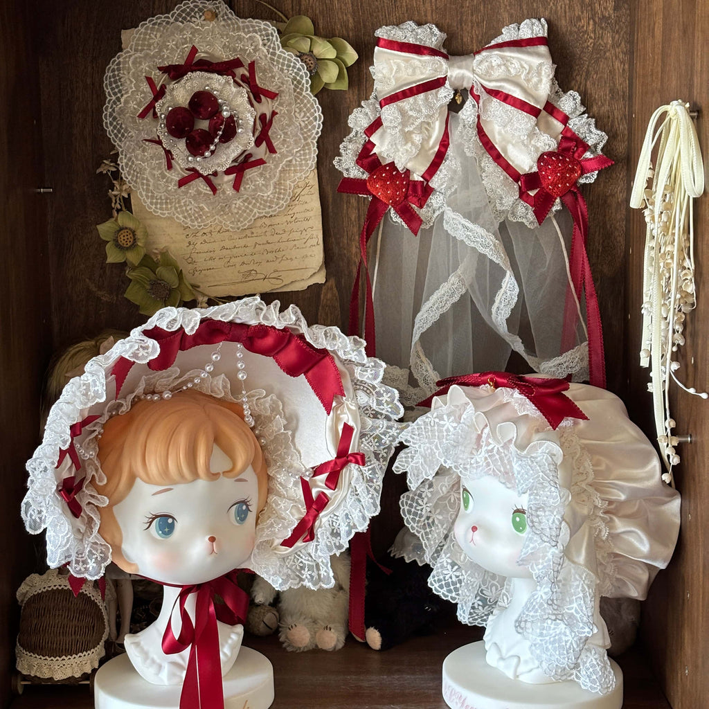 Paria Cream Strawberry Satin Lolita OP Dress and Accessories - image 18