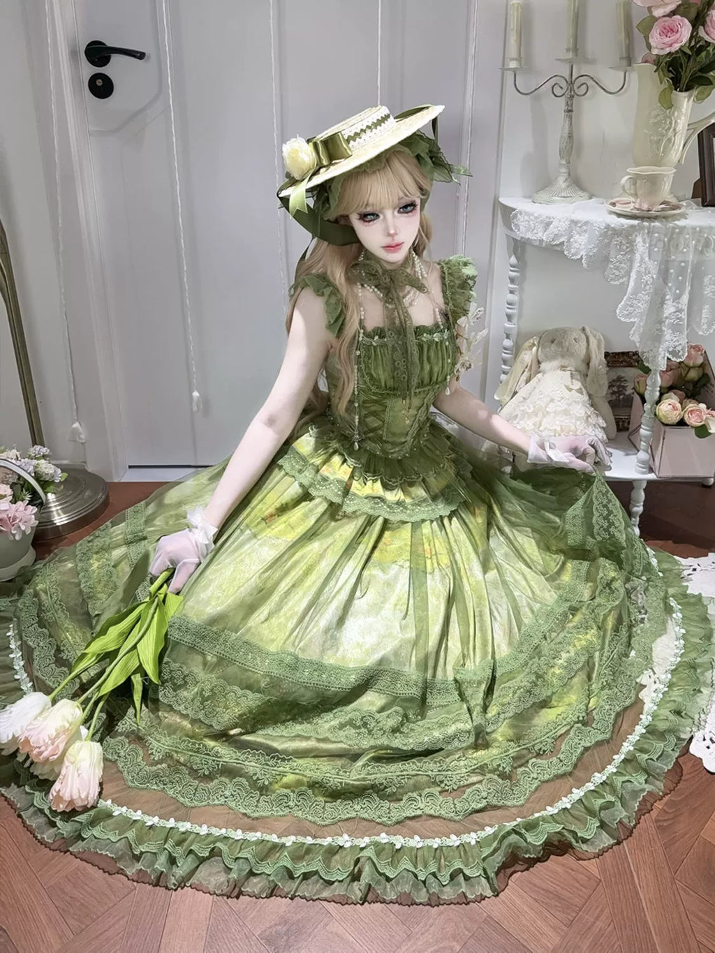 Foggy Vineyard - Fishbone Classic Lolita Bodice, Maxi Skirt - image 14