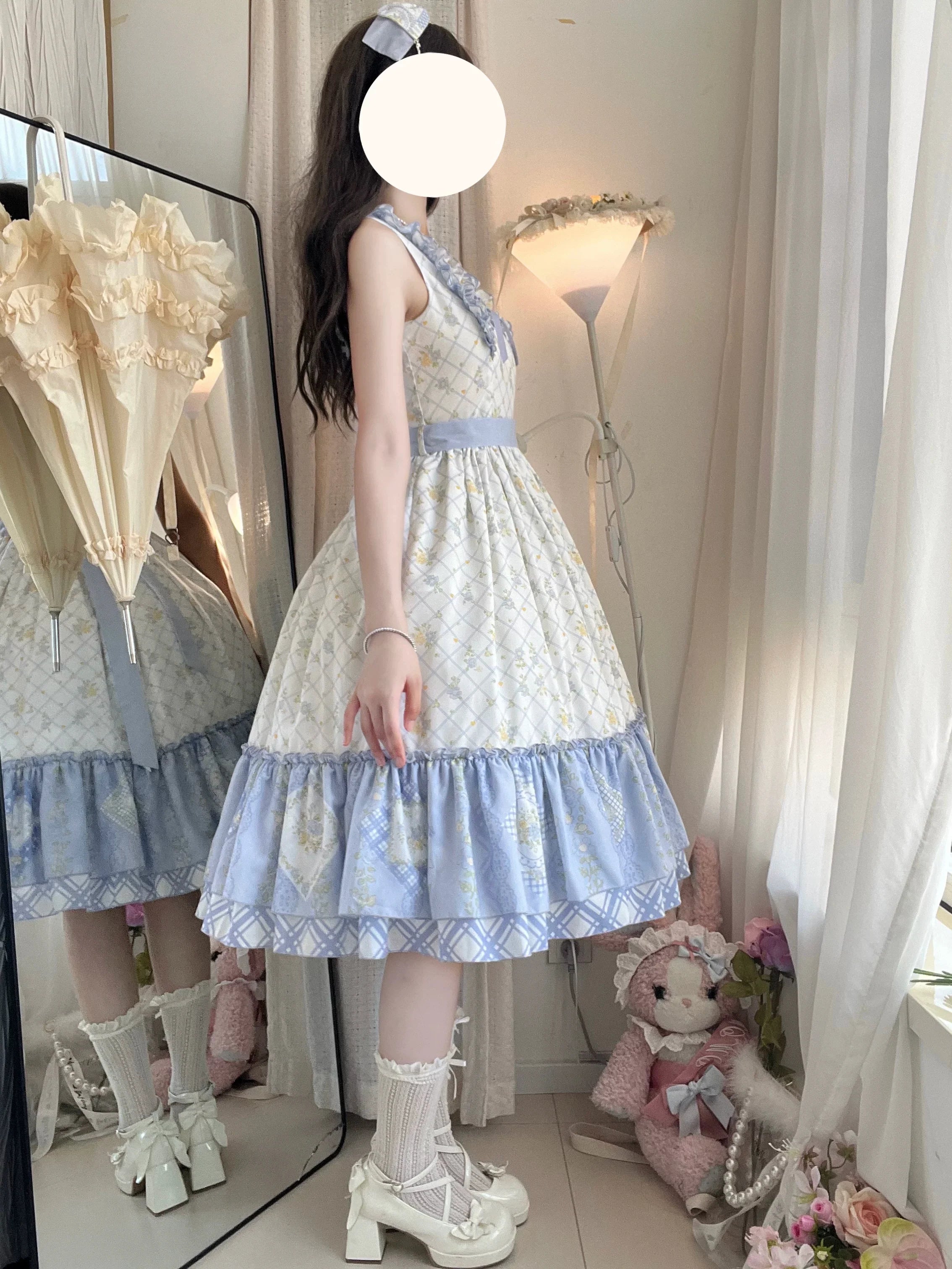 Patchwork Garden 2.0 - Classic Lolita Floral Print JSK Dress, Side Pockets - image 16