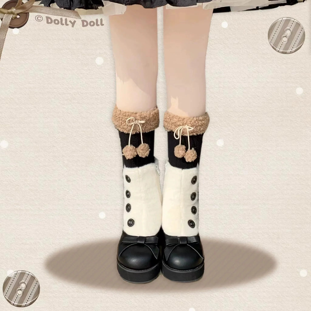 Winter Lolita Boots Fur Mary Jane Lolita Low Heel Shoes - image 67