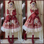 Sweet Bear Gift House - Sweet Lolita Suit Christmas Lolita OP and Cape - image 3