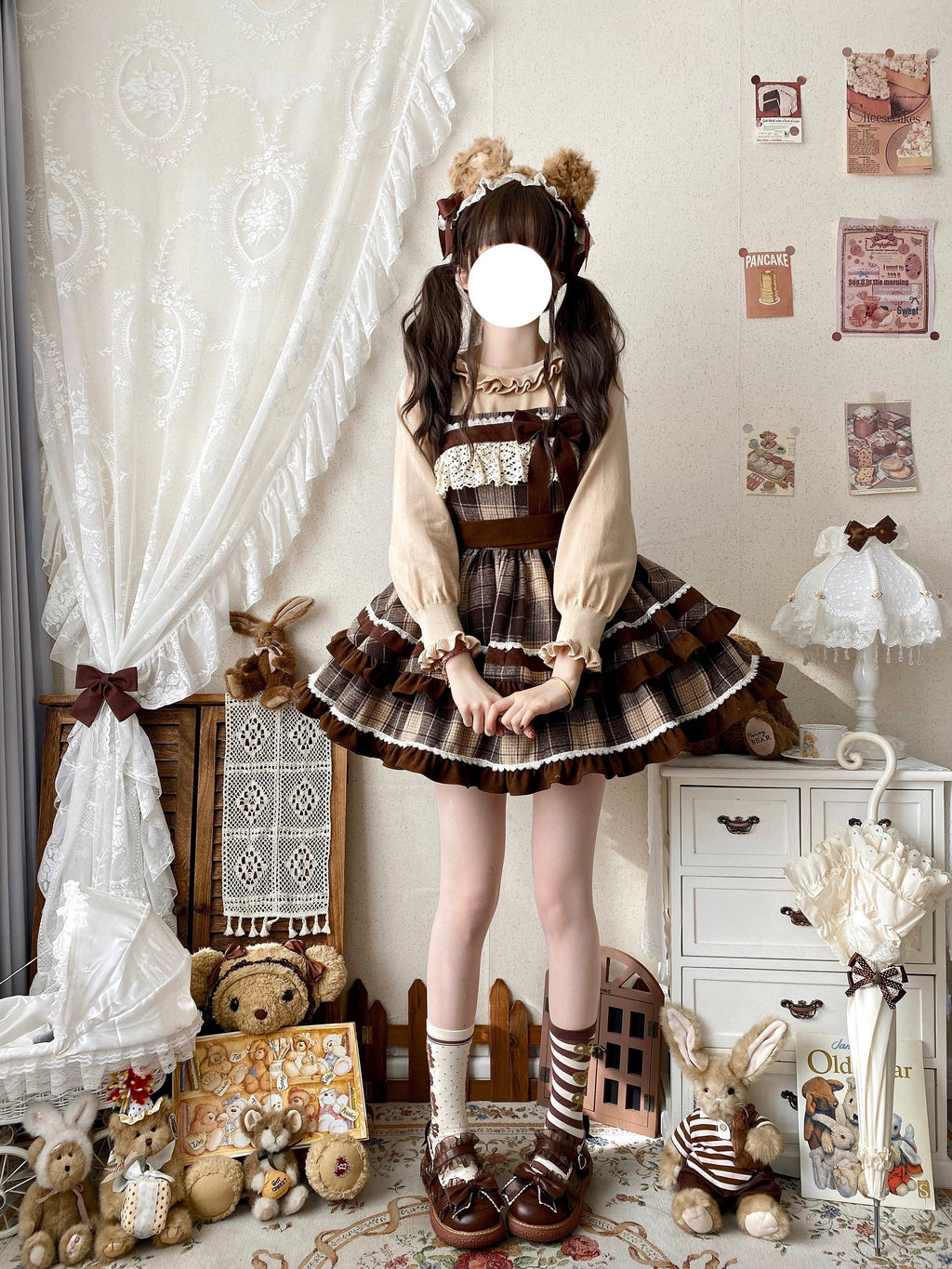Caramel Cocoa - Sweet Lolita JSK Plaid Design Autumn and Winter Dress - image 4