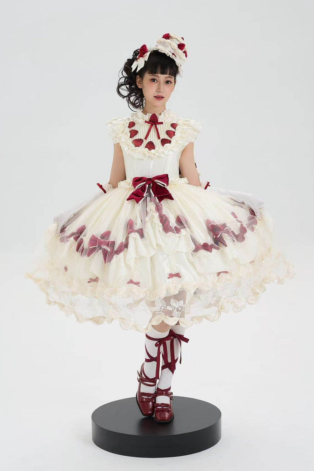 Strawberry Cream Cake White Sweet Lolita OP Set - image 3