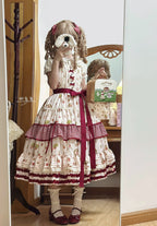 Skyfaring Strawberry - Printed Classic Lolita JSK Dress, Tired Hem - image 10