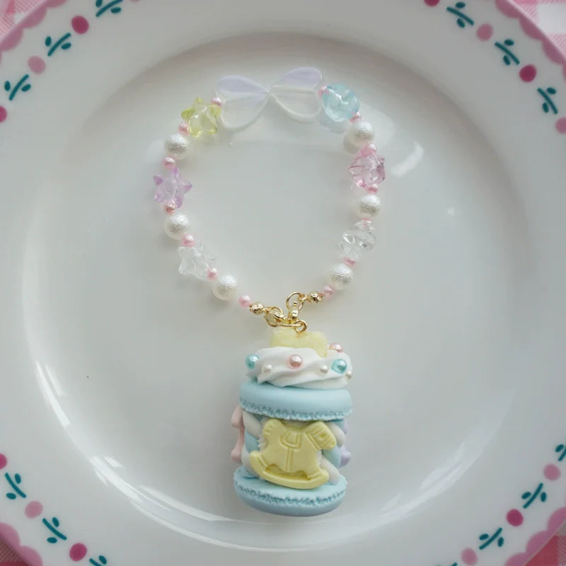 Sweet Lolita Necklace Carousel Cream Macaron Bag Pendant - image 14
