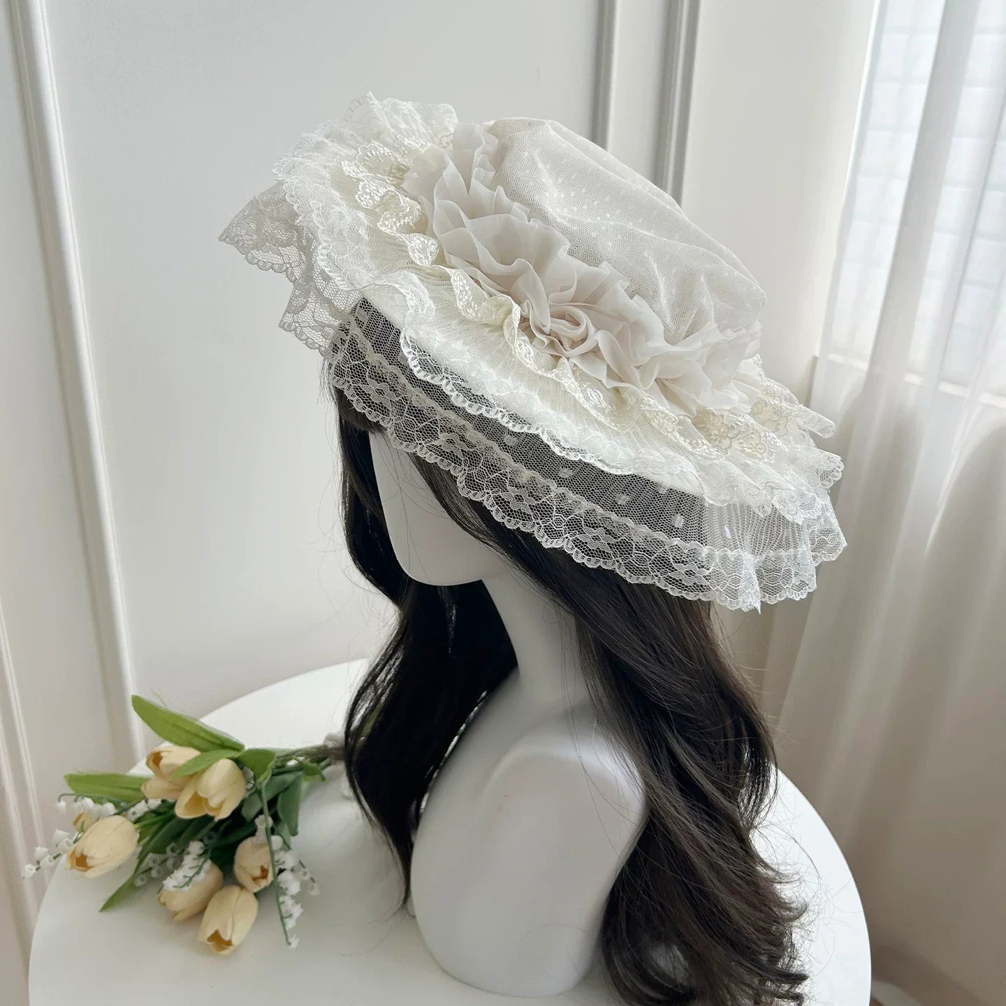 Wind Swept Roses - Classic Lolita Rose Printed Dress Set, Petal Hem - image 20
