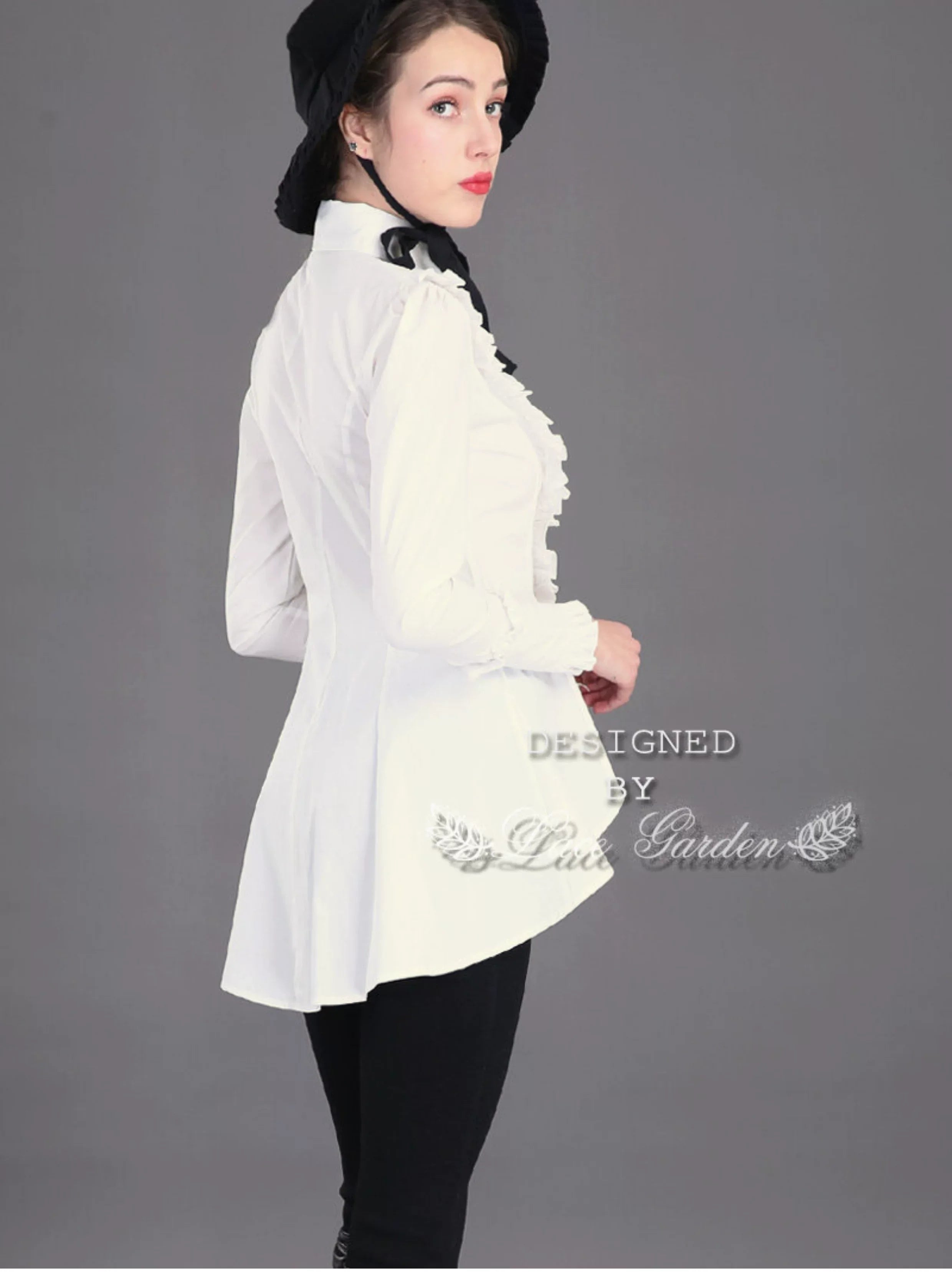 Gothic Tailed-Hem Blouse and Multi-Layer Lolita Skirt Set - image 13