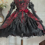 Rose Blood - Black Red Gothic Lolita JSK Jacquard Court Dress - image 22
