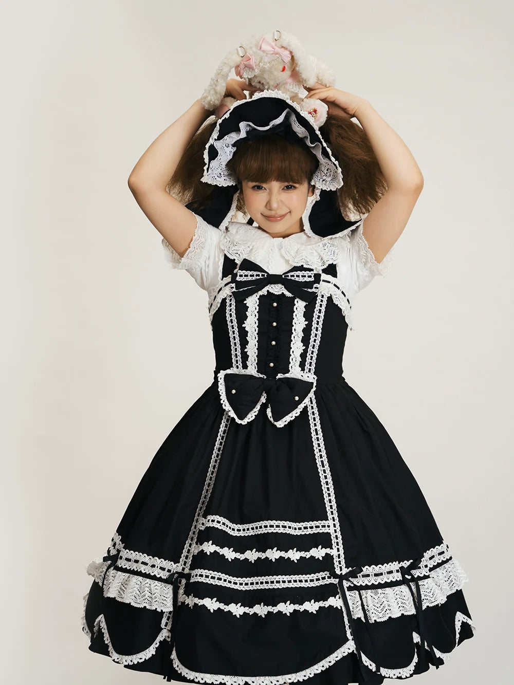 Vintage Petal Rabbit - Cotton Old School Lolita JSK Dress, Petal-Shaped Hem - image 8