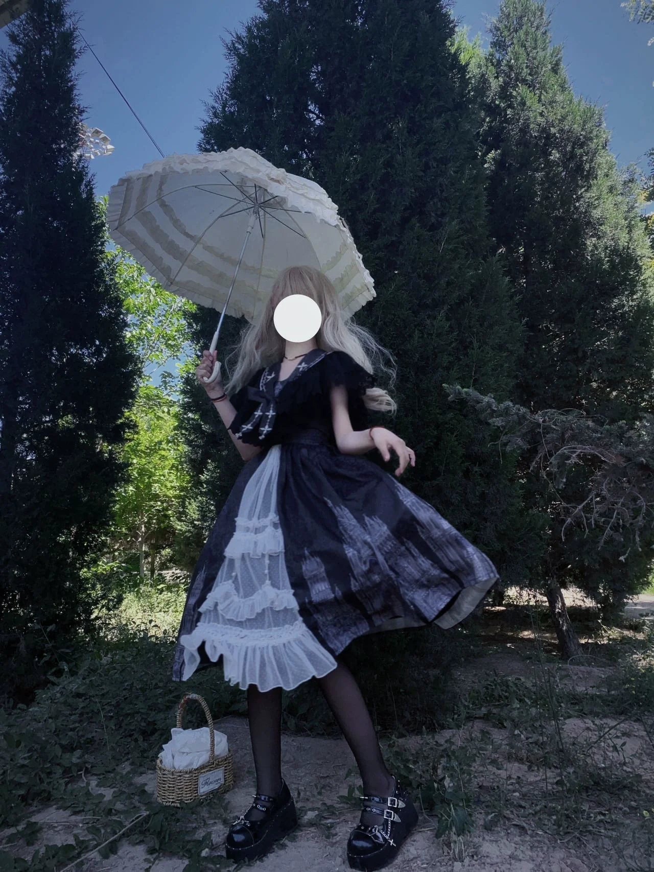 Silent Church - Gothic Lolita JSK Dress Printed Dress Thin Shawl Set - image 10