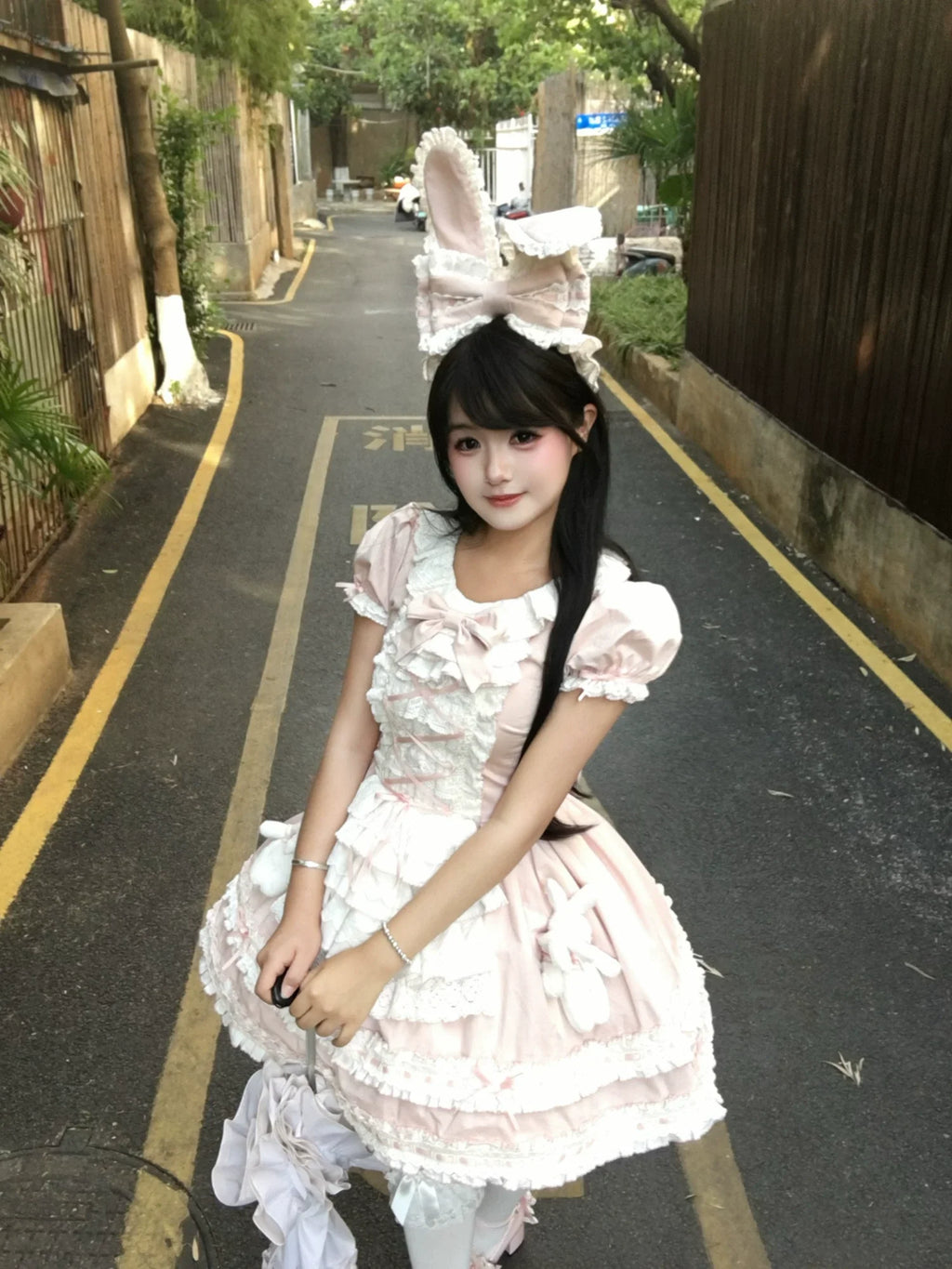 Coco Bunny - Cotton Old School Lolita OP Dress, Bunny Decoration and Accessories - image 14
