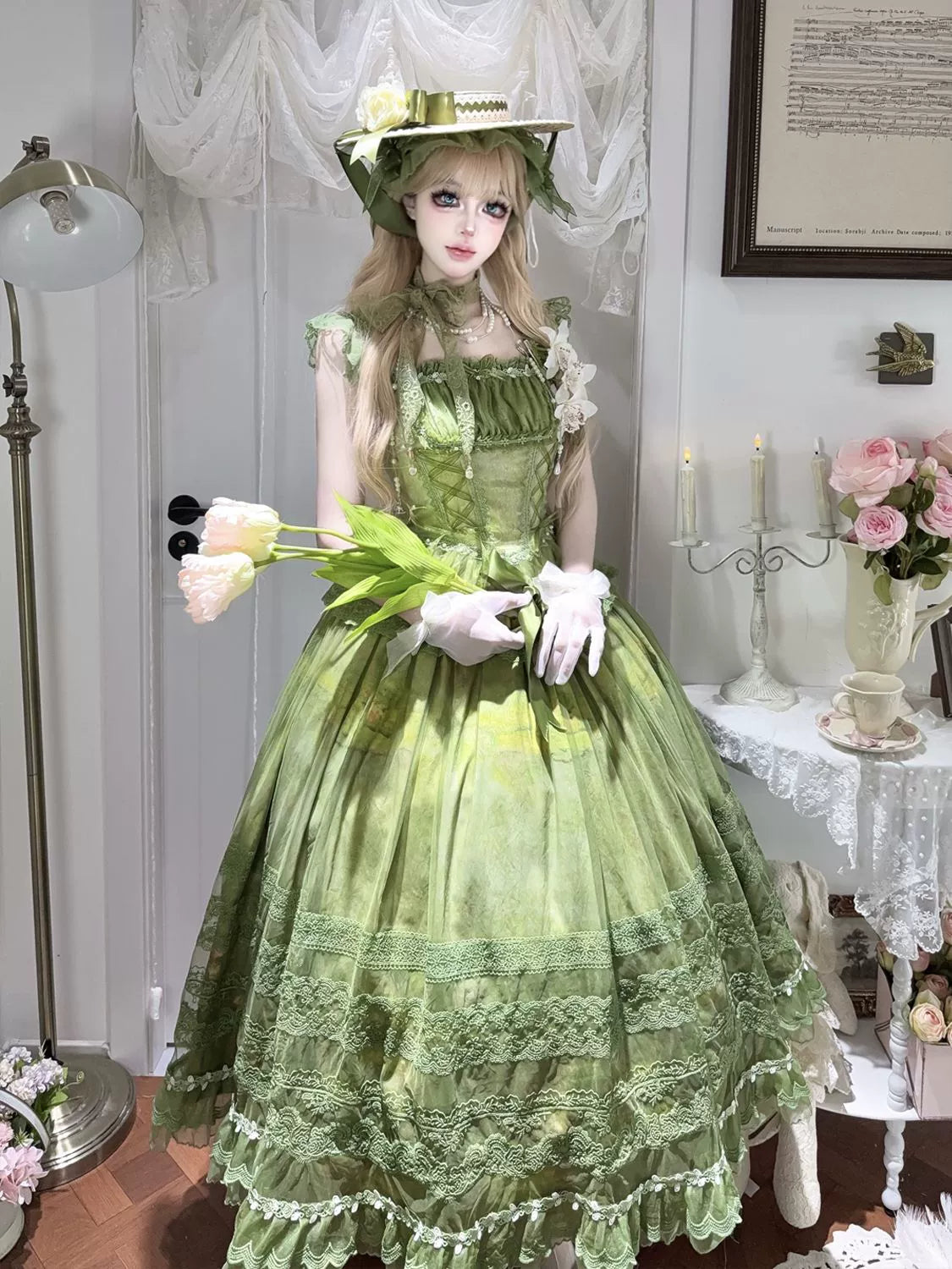 Foggy Vineyard - Fishbone Classic Lolita Bodice, Maxi Skirt - image 2