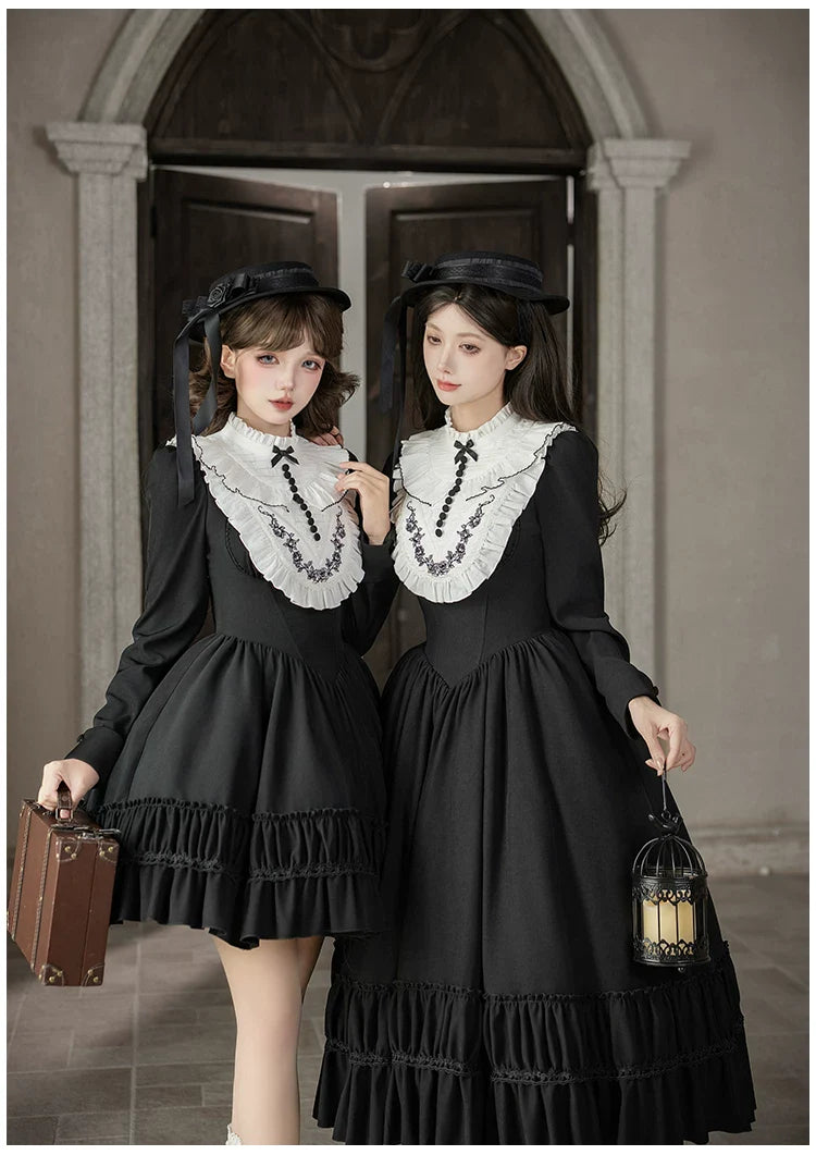 Audrey's Reply - Classic Lolita Square Neck OP, Detachable Embroidered Collar and Accessories - image 9