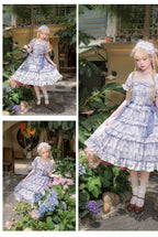 Purple Blossom Romance - Chiffon Classic Lolita OP Dress, Floral Print and Accessories - image 8