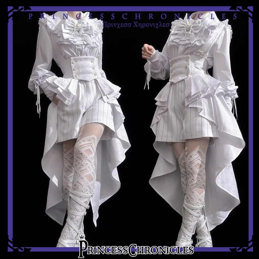 Rabbit Theater White Moonlight - Ouji Lolita Shorts Set, Rabbit Hat - image 8