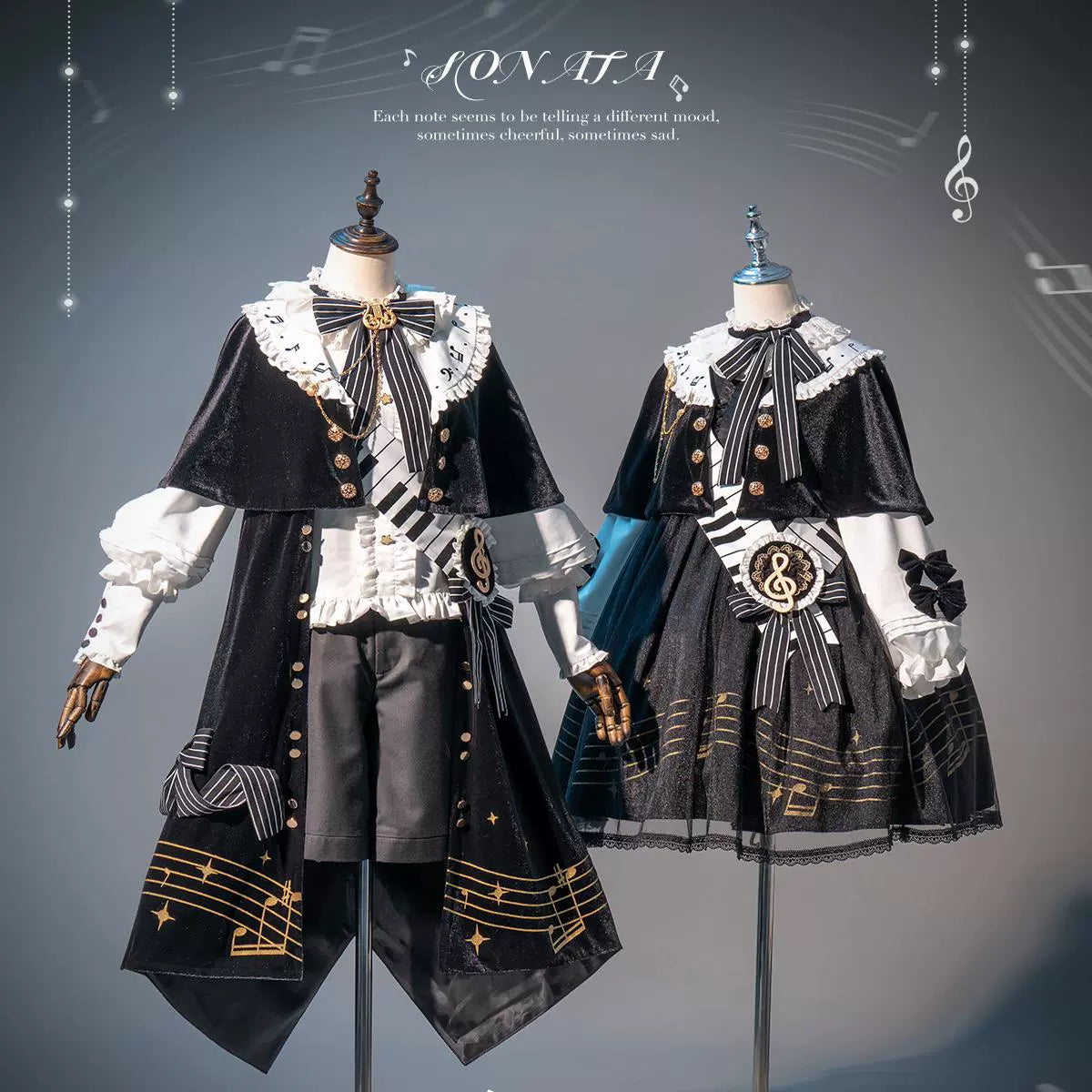 Black and White Sonata - Ouji Lolita Vest Suit and Vintage Lolita OP Dress - image 29