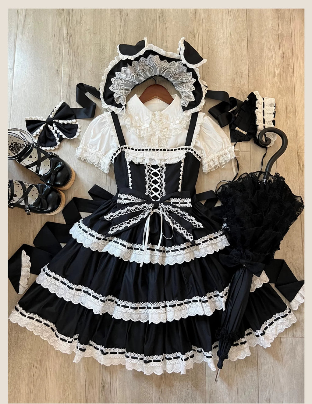 Otome Heart Cotton Old School Lolita JSK Dress Suit and Accessories - image 7